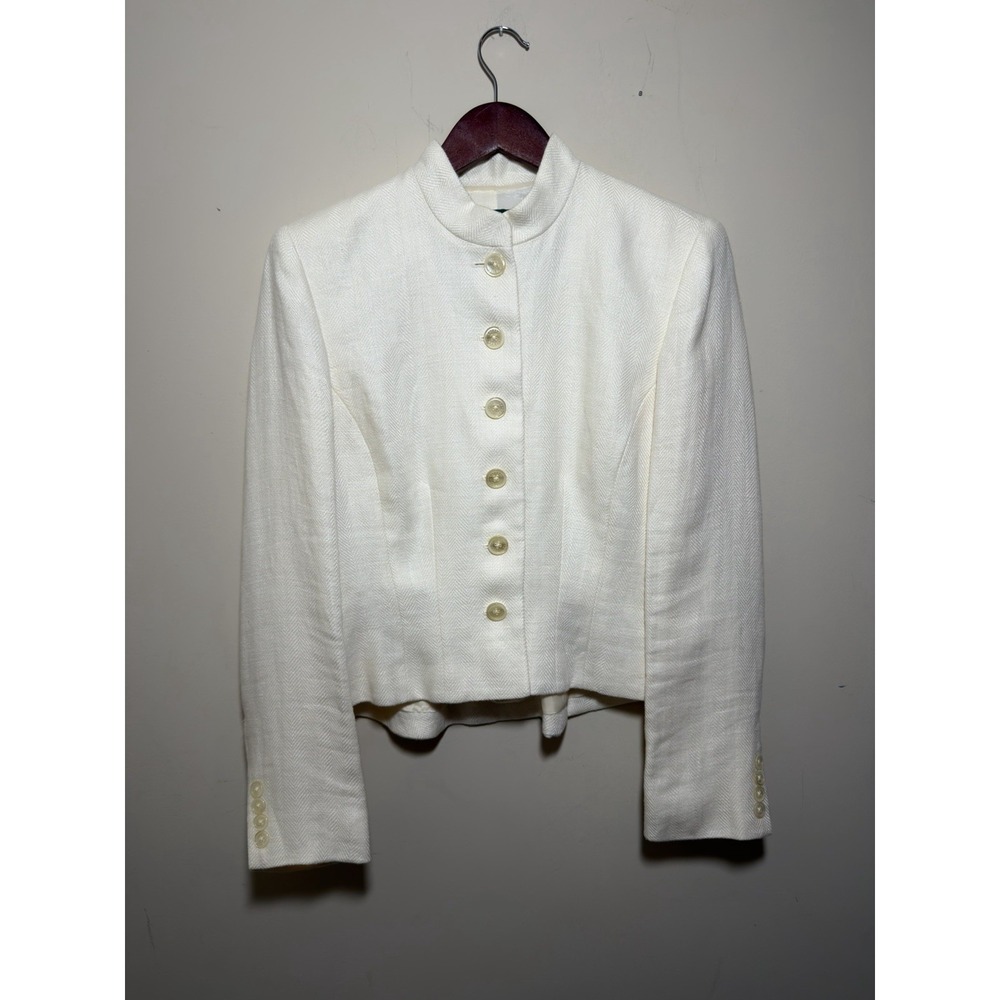 RALPH LAUREN LADIES IVORY LINEN SHORT  JACKET Size 12 PETITE
